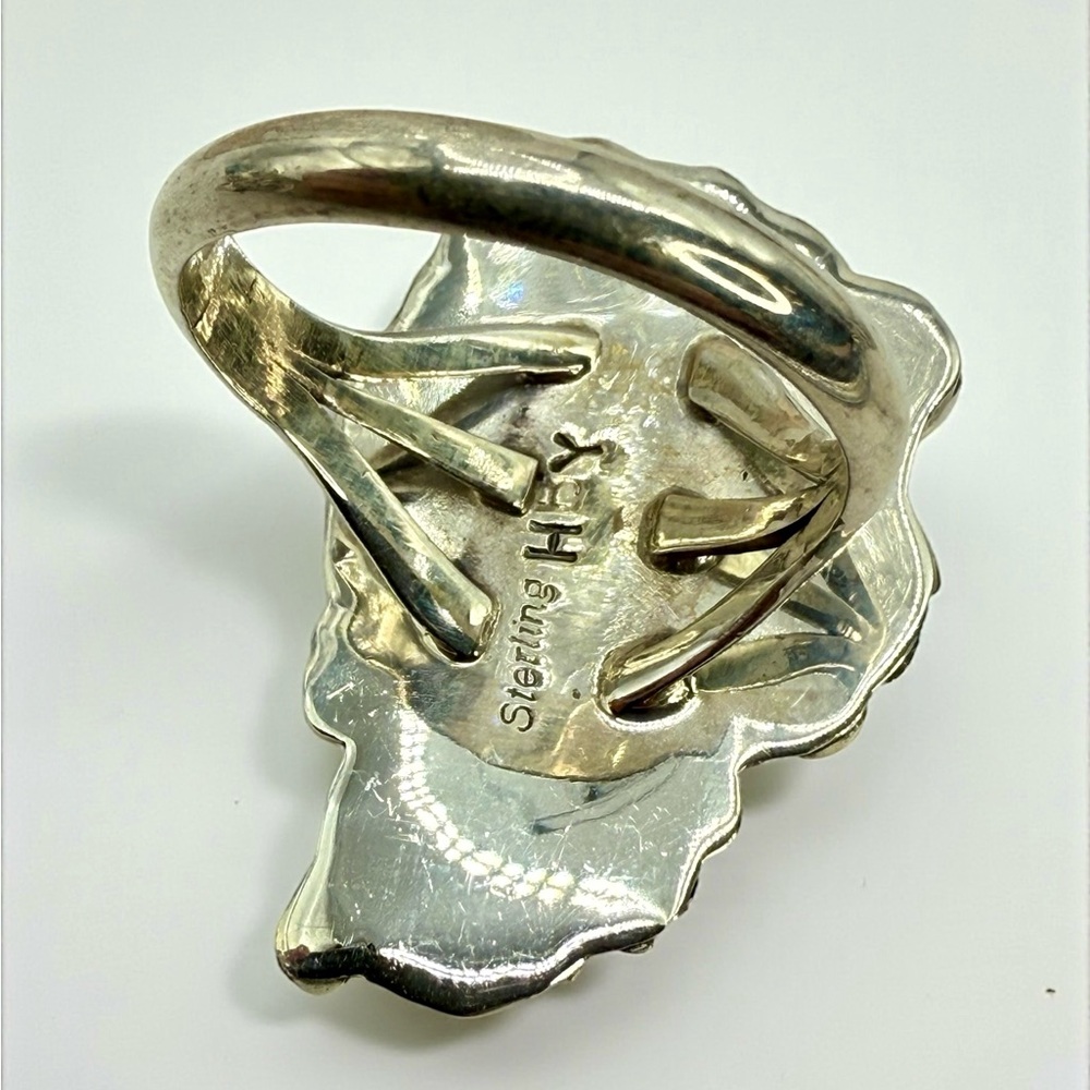 Native American Navajo Sterling Silver Statement Ring – Signed Harry B. Yazzie - Picture 6 of 16